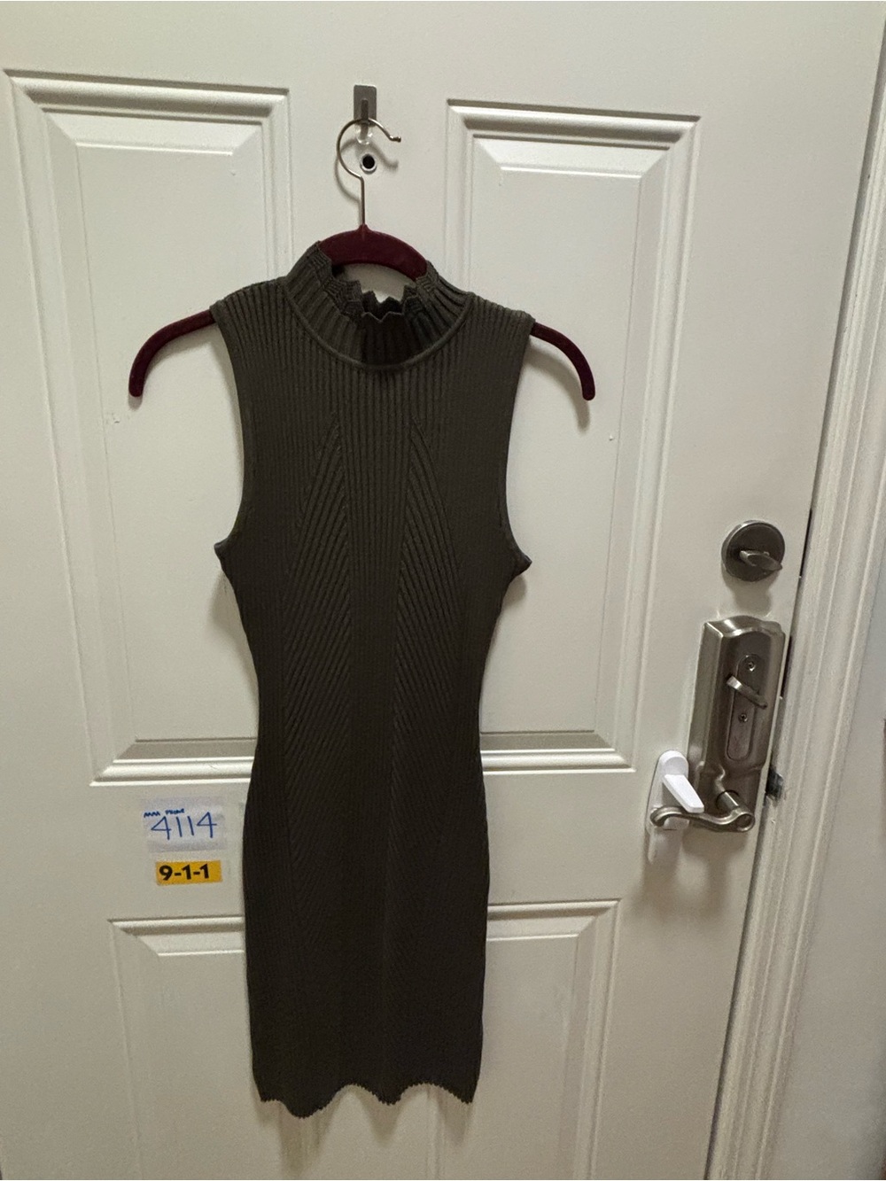 NWOT AND inside tag removed Olive green Ribbed Mock Neck Mini Dress flawless-xs